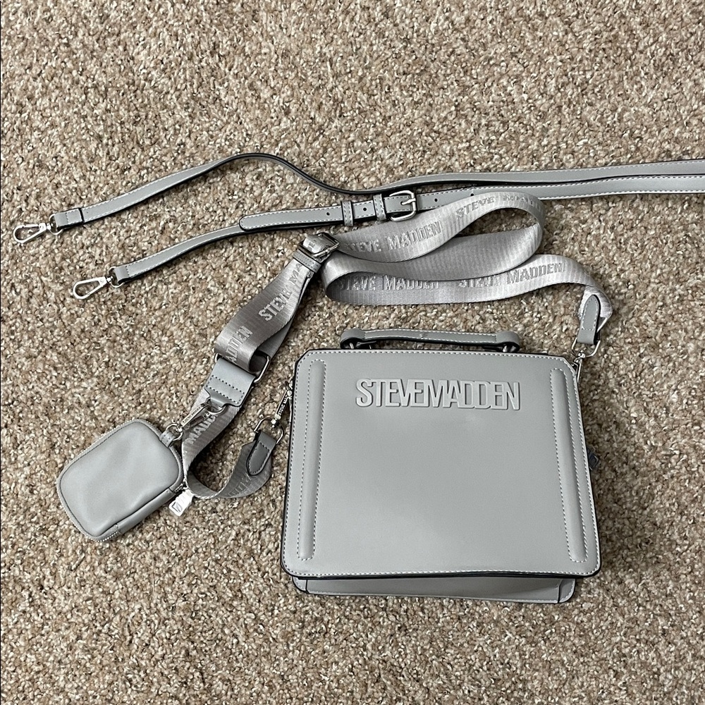 Steve Madden Silver Crossbody Bag with Logo